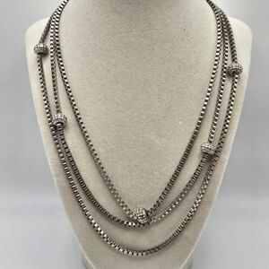 VINTAGE Bijoux Terner Silver-Tone Multi Strand Bead Necklace